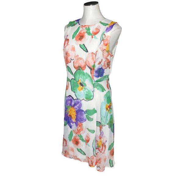 DKNY Chiffon Floral Printed A-line Dress size 12 - Picture 4 of 9